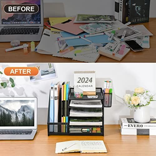 AeroFlux® 5-Tier Mesh Desk Organiser with Drawer & Pen Holders