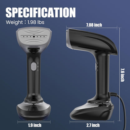 Aeroflux© Handheld Fabric Steamer – 1800W with Fast Ceramic Heat-Up Plate & 2-in-1 Ironing