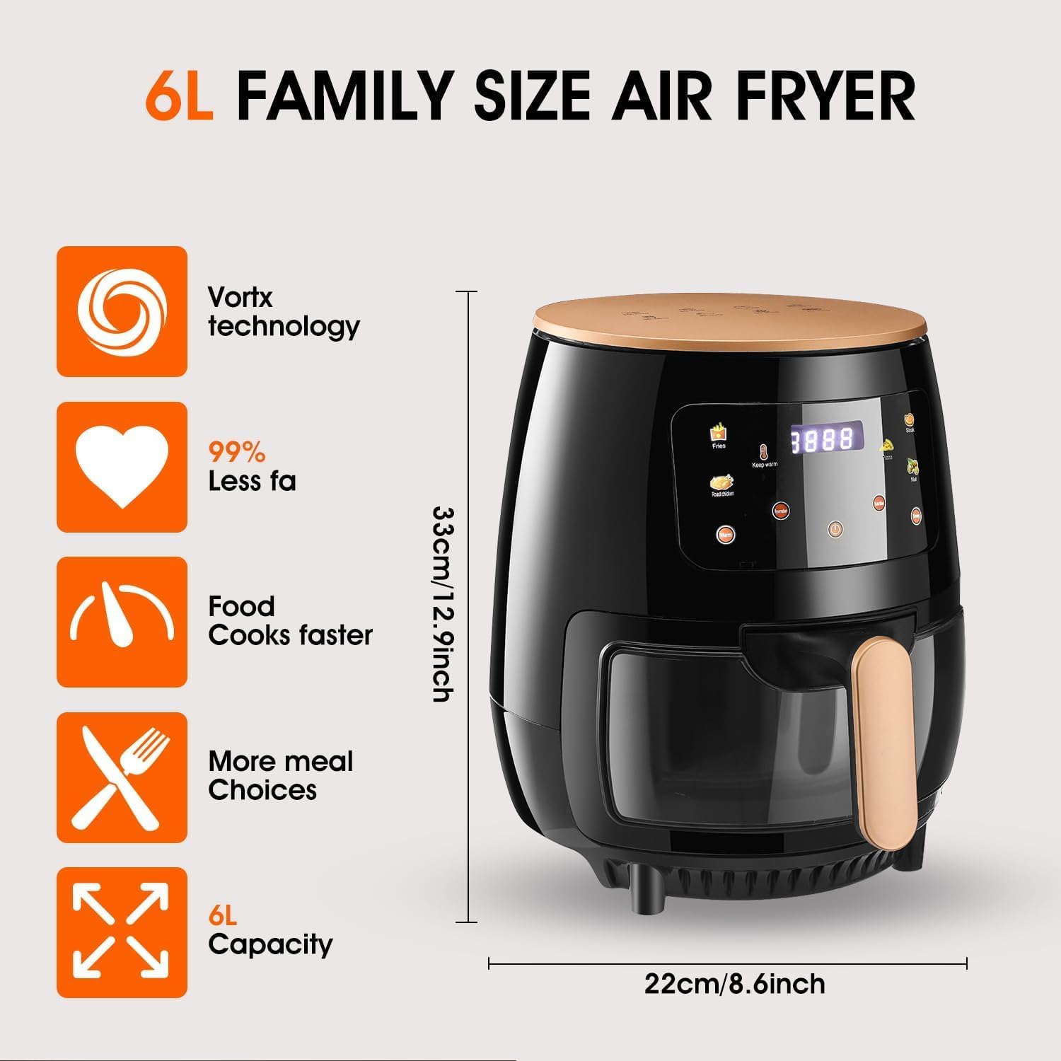 Aeroflux 6L Smart Air Fryer – Precision Cooking, Maximum Efficiency