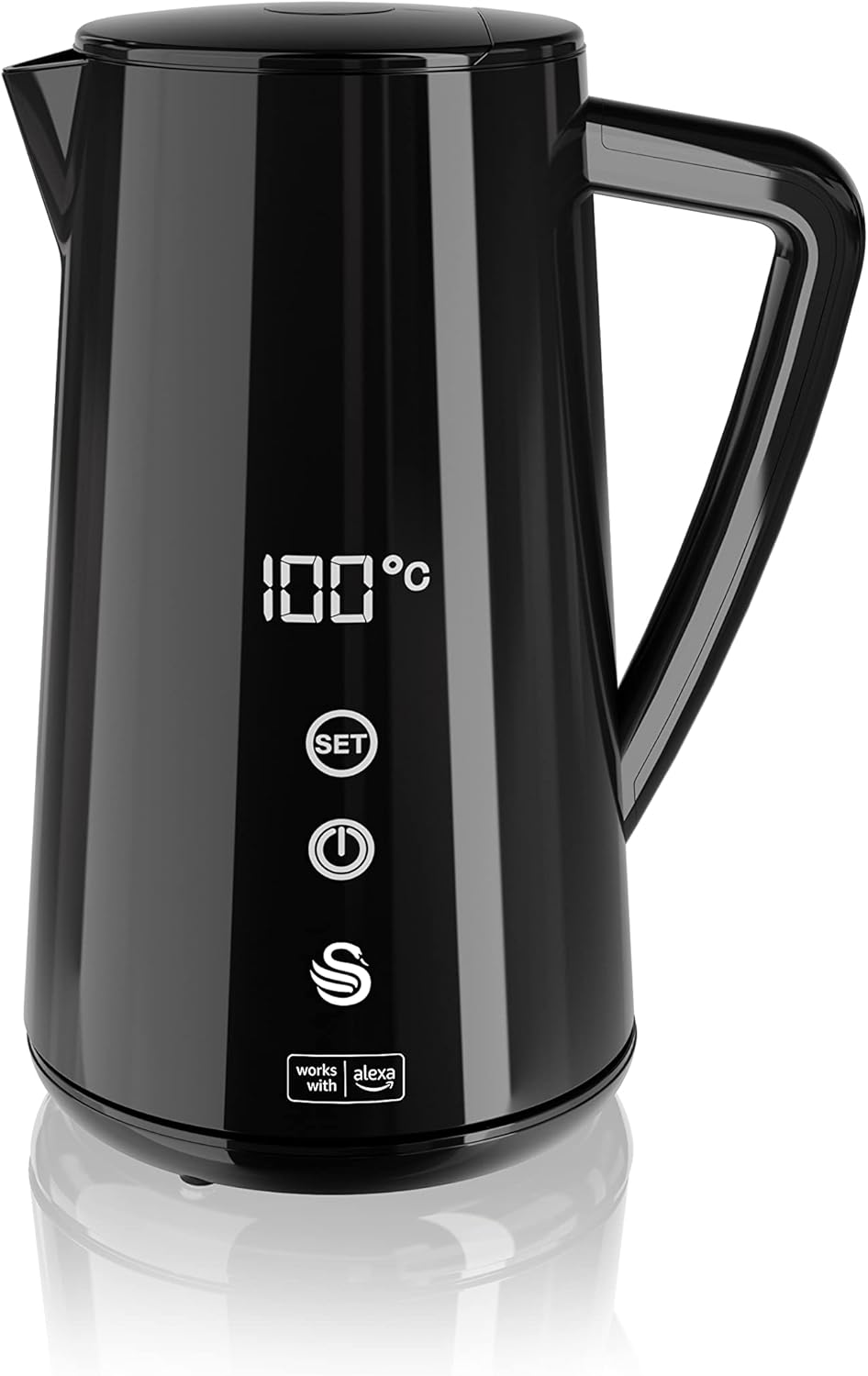 AeroFlux Smart Electric Kettle – 1.5L Stainless Steel, LED Touch Display, Keep Warm Function, Voice Control Ready – 1800W, Black