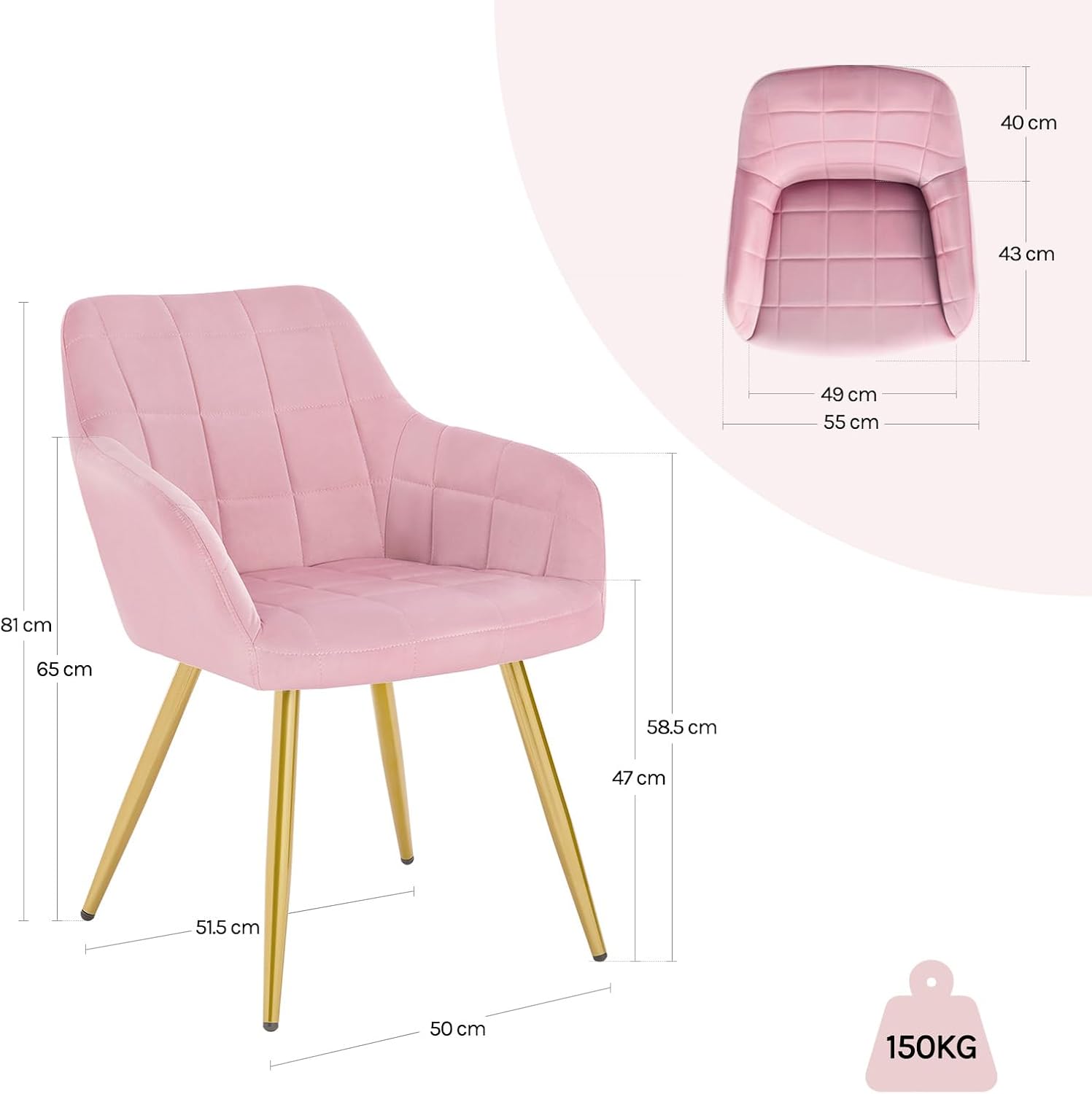 Aeroflux Velvet Armchairs with Padded Seat and Metal Legs – Comfortable, Stylish Dining Chairs for Your Home