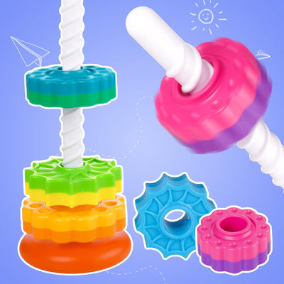Aeroflux Baby Spinning Toy – Rainbow Stacking Sensory Spin Gears