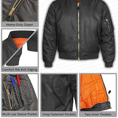 Aeroflux© MA1 Premium Bomber Jacket – All-Season Comfort & Style