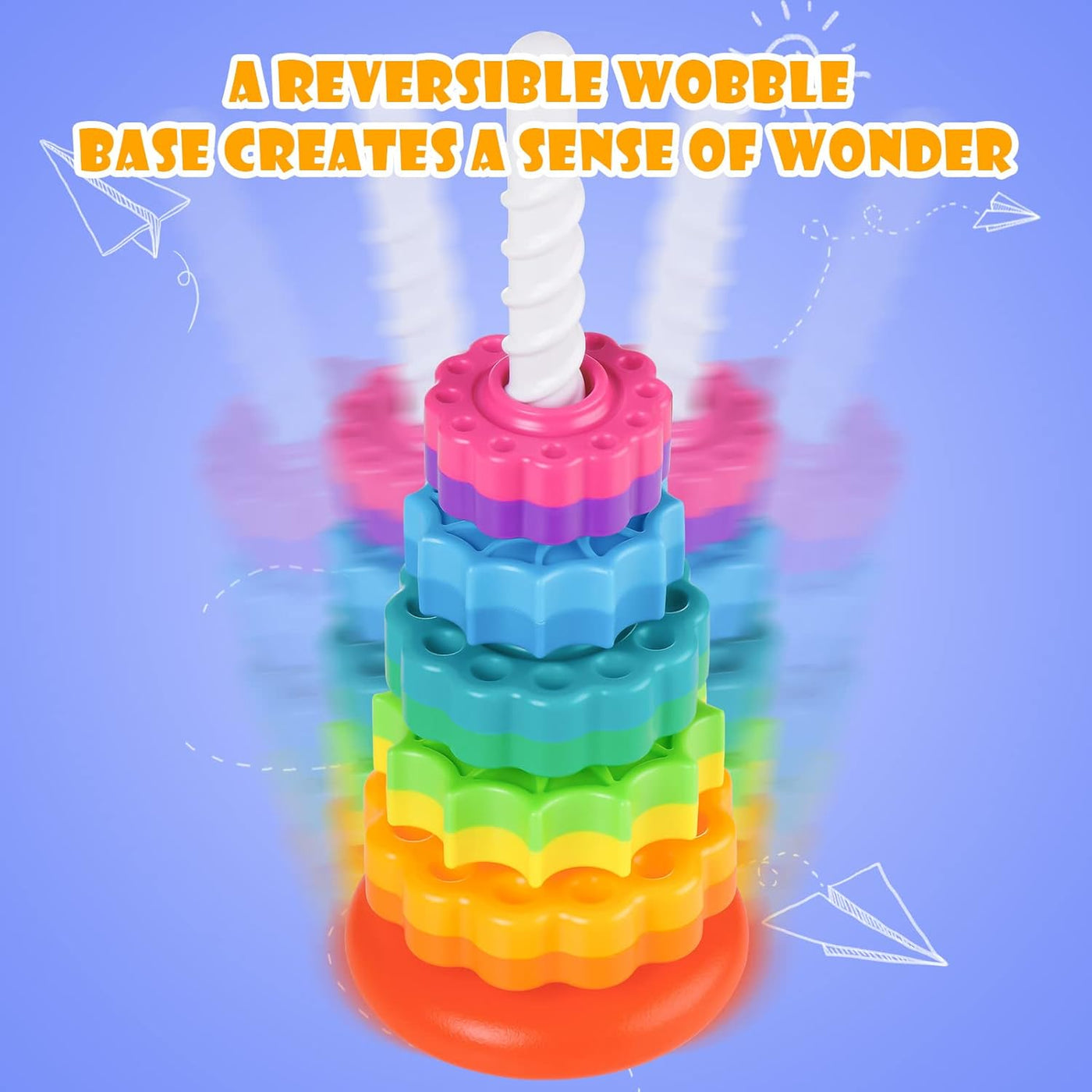 Aeroflux Baby Spinning Toy – Rainbow Stacking Sensory Spin Gears
