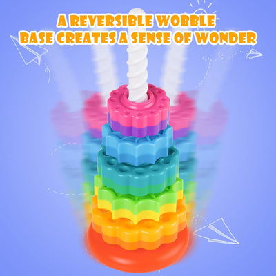 Aeroflux Baby Spinning Toy – Rainbow Stacking Sensory Spin Gears