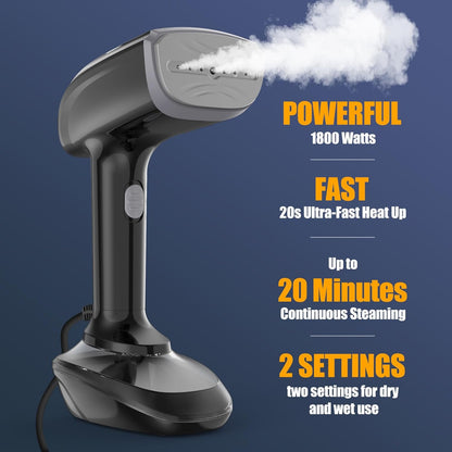 Aeroflux© Handheld Fabric Steamer – 1800W with Fast Ceramic Heat-Up Plate & 2-in-1 Ironing