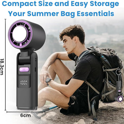 Aeroflux Portable Handheld Turbo Fan – USB Rechargeable with Ice Cooling Plate and Digital Display