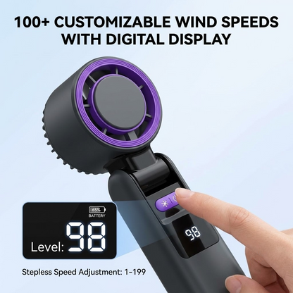 Aeroflux Portable Handheld Turbo Fan – USB Rechargeable with Ice Cooling Plate and Digital Display