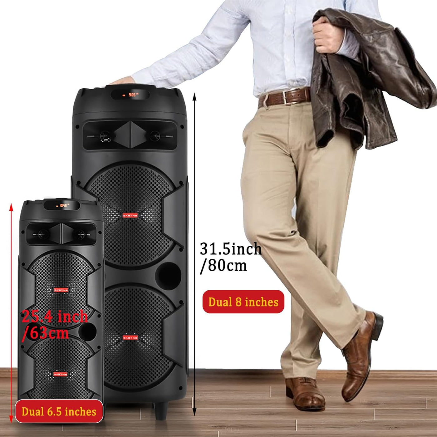 Aeroflux 8" Portable Bluetooth Party Speaker with Microphone and LED Light Display