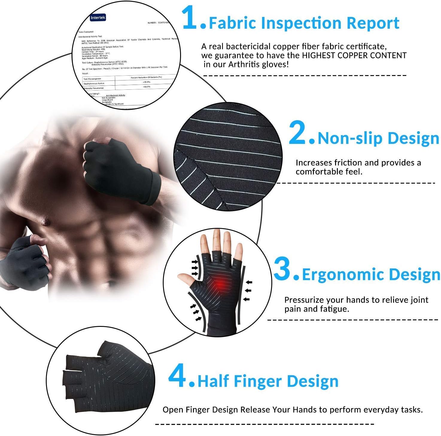Aeroflux© Premium Copper Infused Arthritis Gloves: No More Pain DPD2