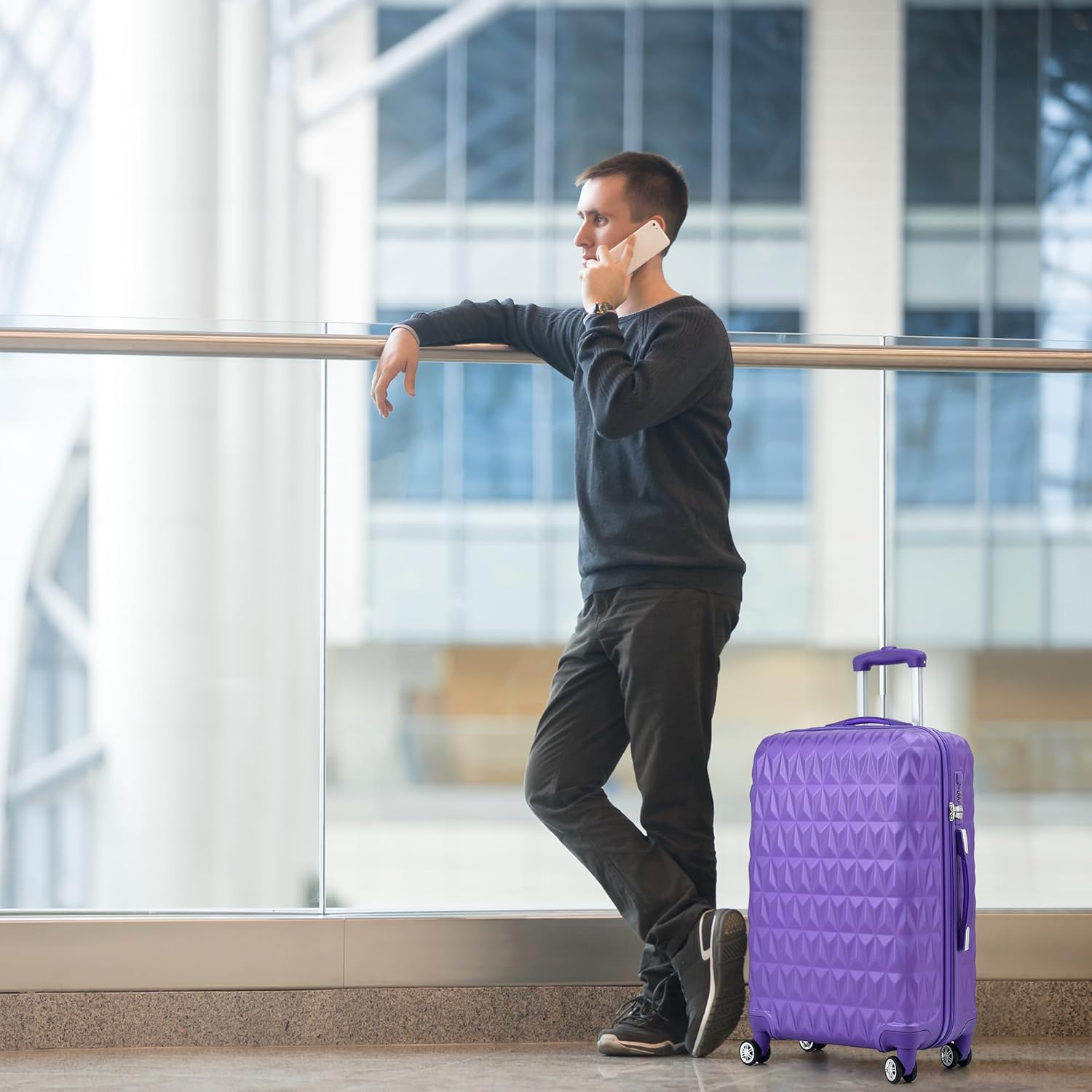 Aeroflux© Lightweight 4-Wheel ABS Hard Shell Travel Trolley Luggage (Medium 24")