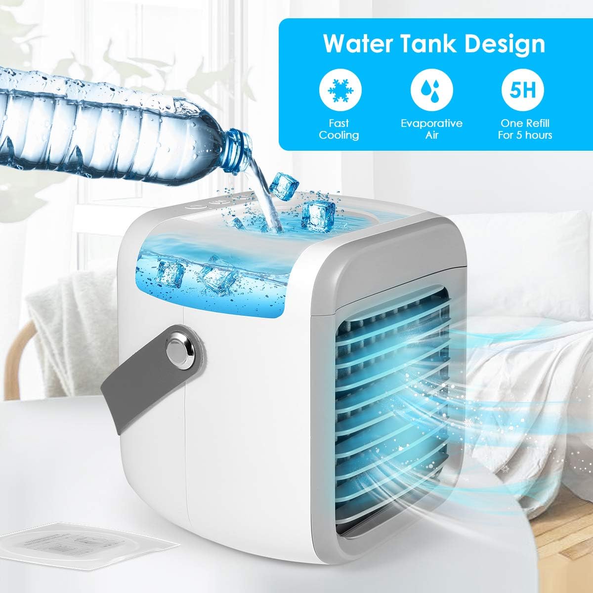 Aeroflux Ultra Mini 3-in-1 Rechargeable Personal Air Conditioner – Air Cooler, Humidifier & Purifier with LED Mood Light