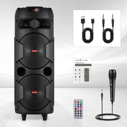 Aeroflux 8" Portable Bluetooth Party Speaker with Microphone and LED Light Display