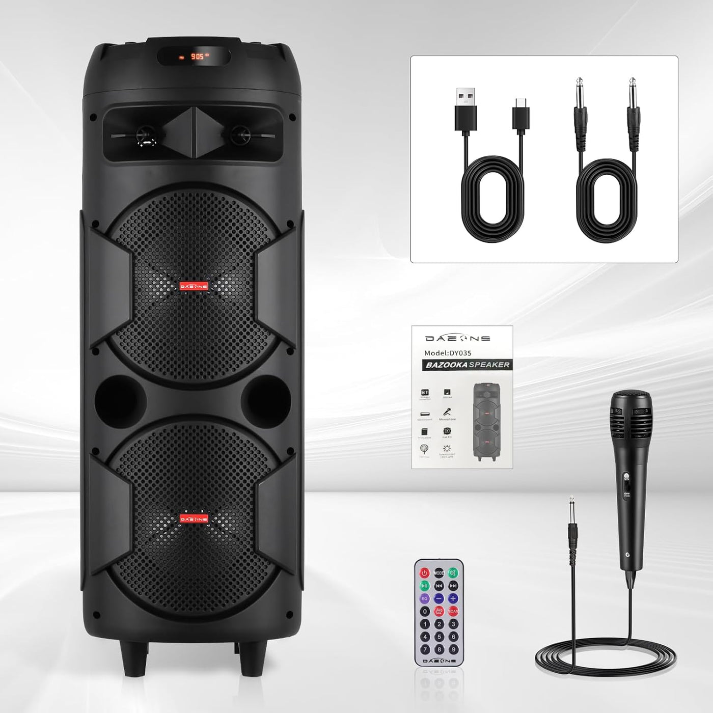 Aeroflux 8" Portable Bluetooth Party Speaker with Microphone and LED Light Display