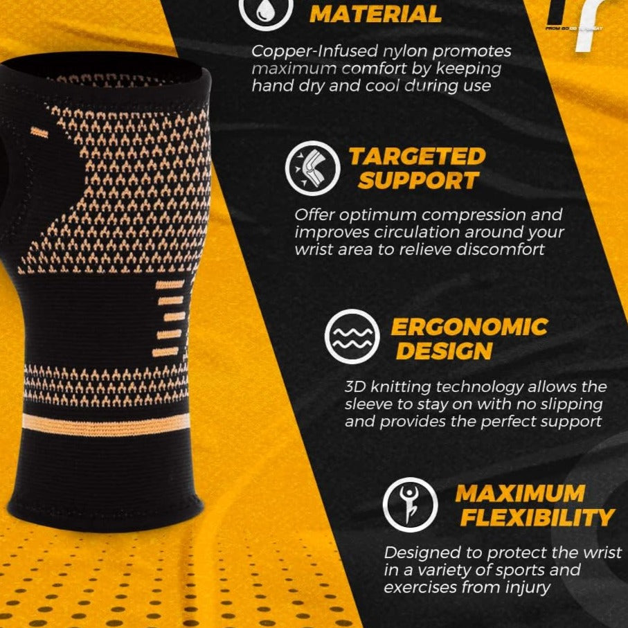 Aeroflux© Copper Wrist Hand Brace: No More Wrist Pain DPD1