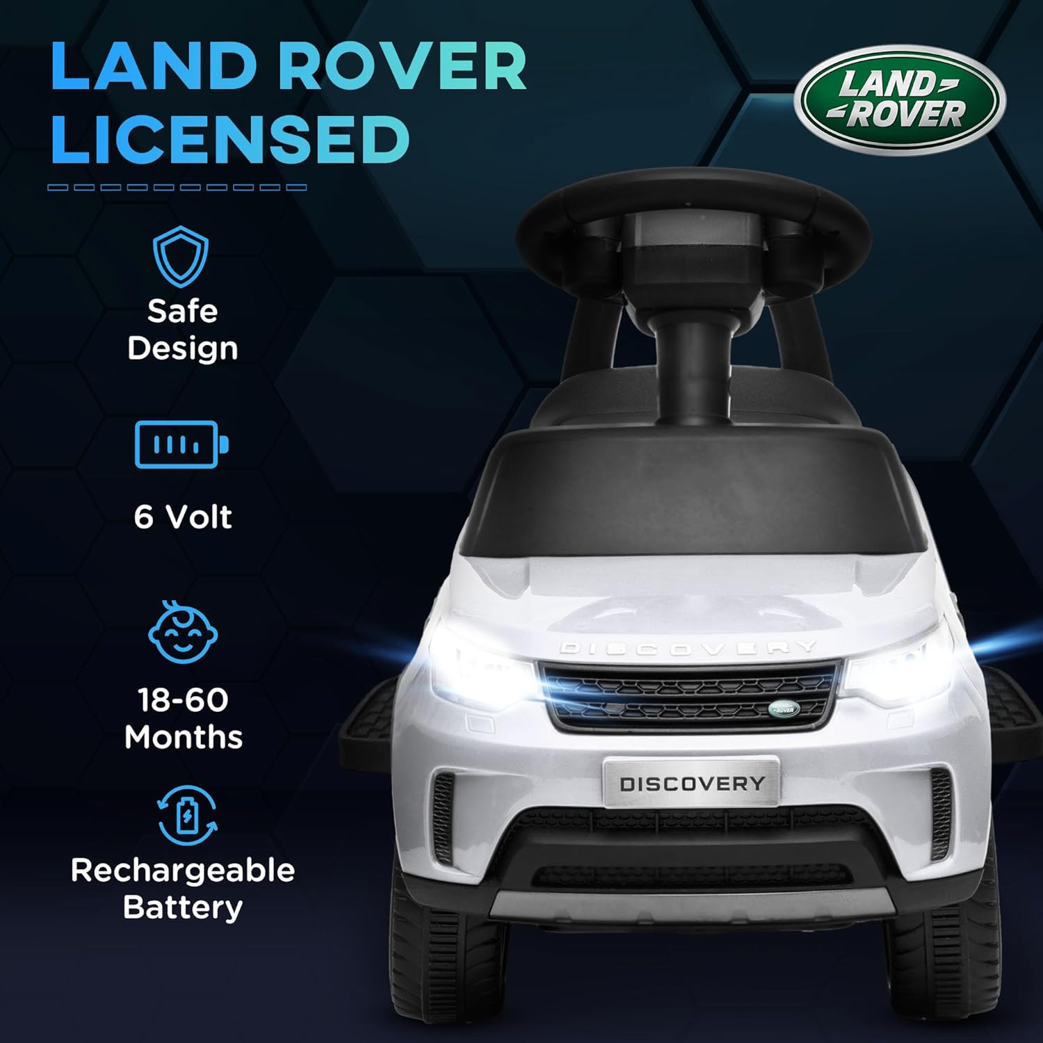 Aeroflux© Land Rover 2-in-1 Licensed Kids Ride-On Car – Electric + Sliding Function