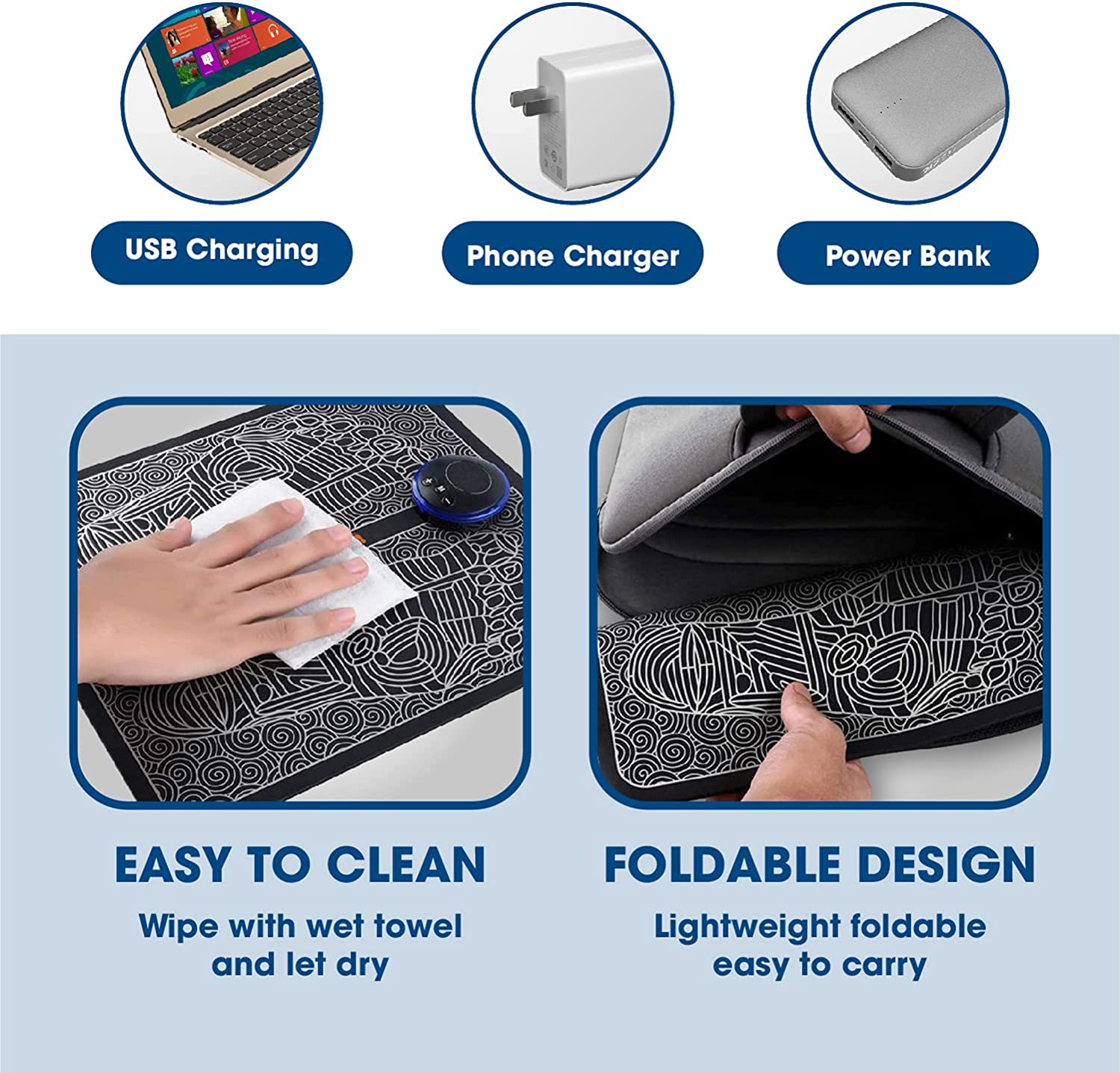 Aeroflux© EMS Foot Reflexology Massager for Feet Circulation: 6 Modes & 9 Intensities DPD2