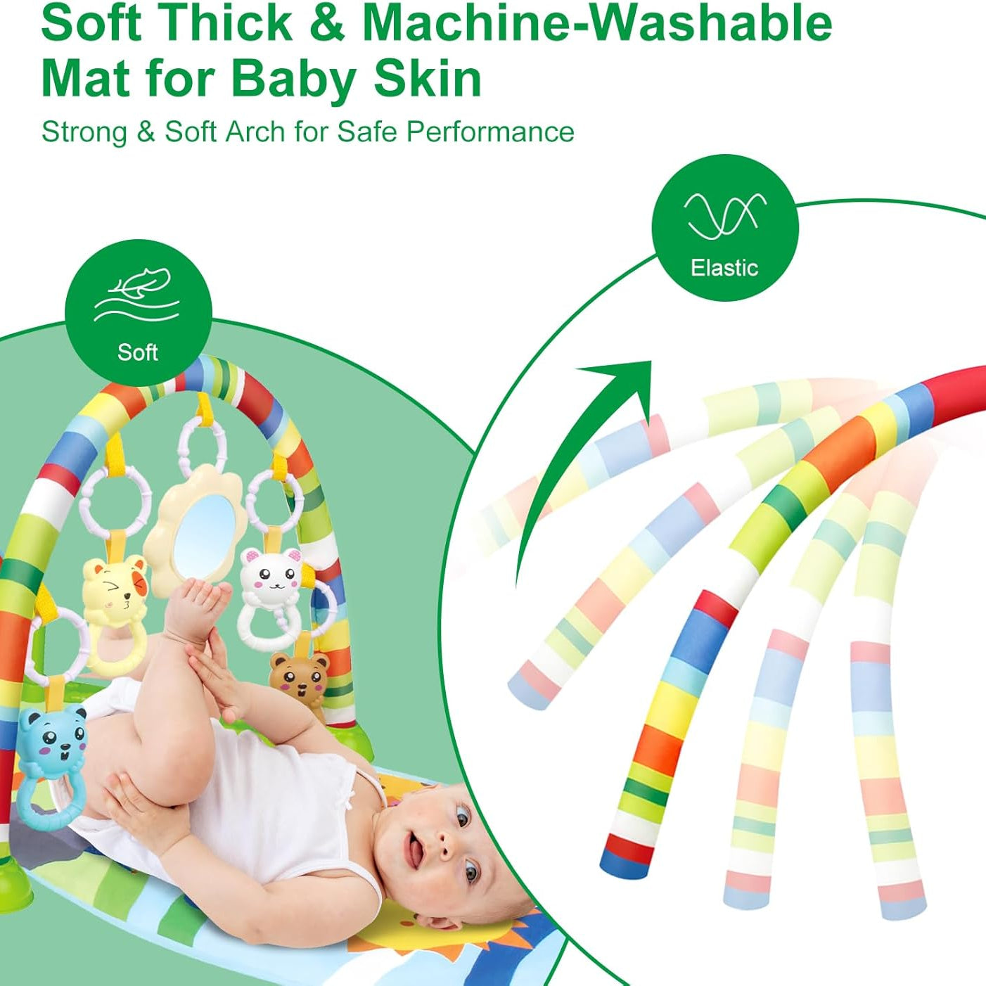 Aeroflux 3-in-1 Baby Piano Play Gym Mat – Kick & Play, Lay & Learn Activity Center for Infants (0–12 Months)