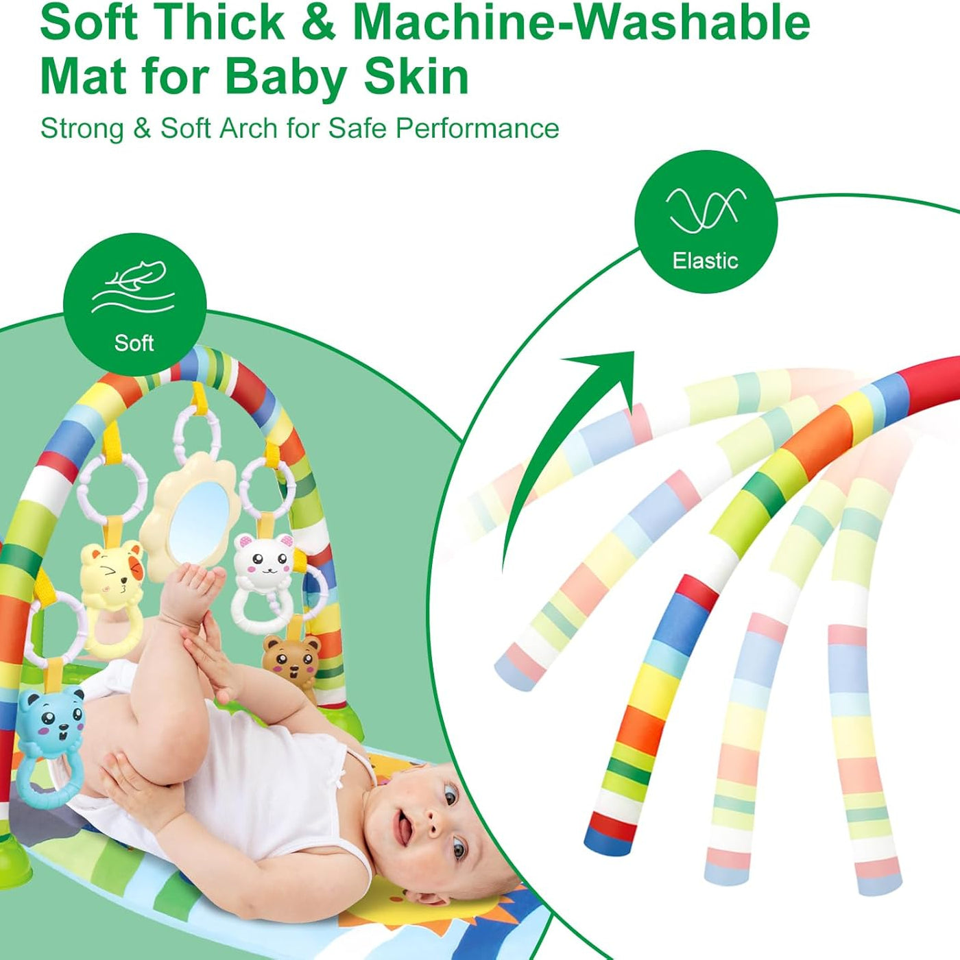Aeroflux 3-in-1 Baby Piano Play Gym Mat – Kick & Play, Lay & Learn Activity Center for Infants (0–12 Months)