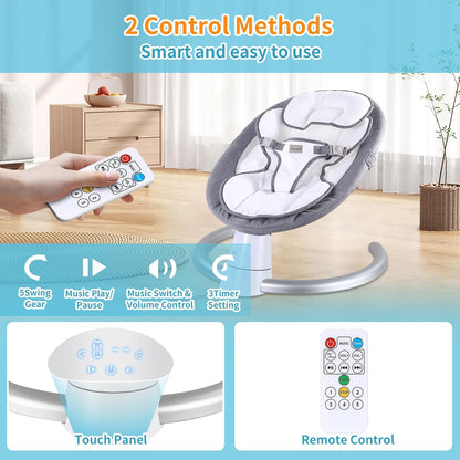 Aeroflux© Premium Bluetooth Electric Baby Swing & Bouncer