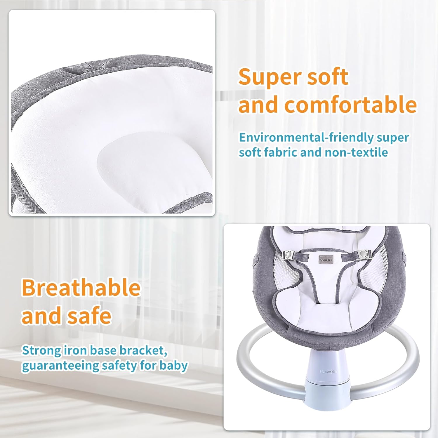 Aeroflux© Premium Bluetooth Electric Baby Swing & Bouncer