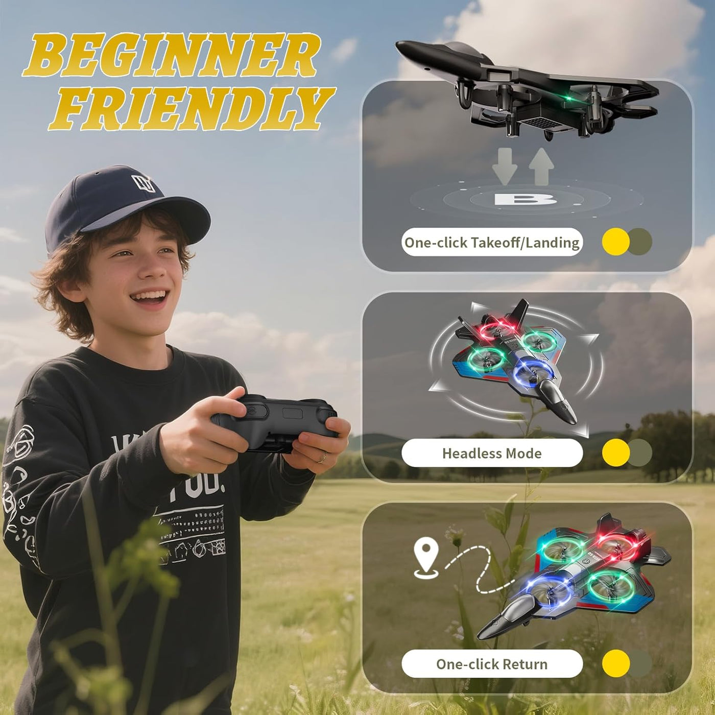 Aeroflux RC Jet Plane Glider – 2.4G Remote Control Stunt Aircraft with LED