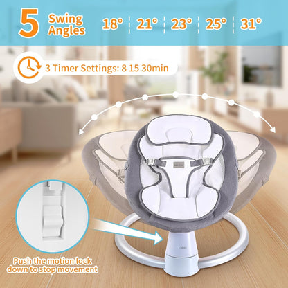 Aeroflux© Premium Bluetooth Electric Baby Swing & Bouncer