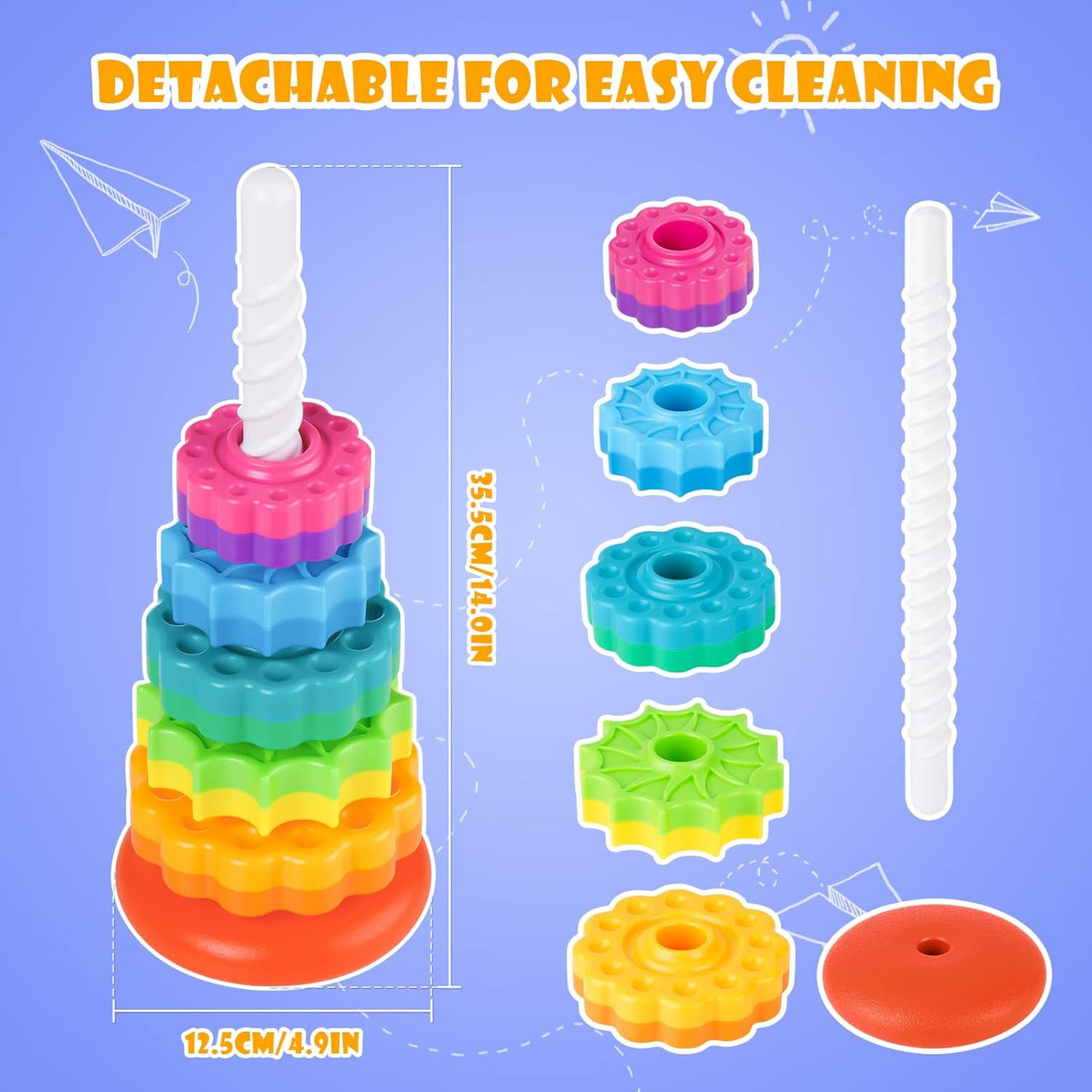 Aeroflux Baby Spinning Toy – Rainbow Stacking Sensory Spin Gears