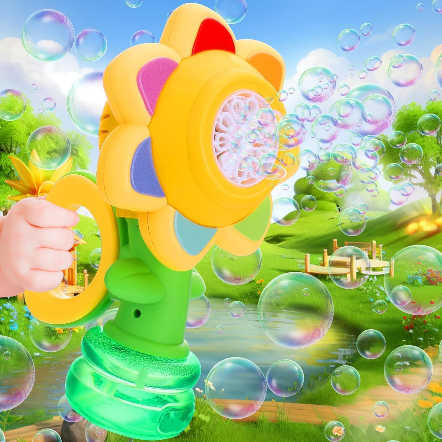 Aeroflux© Sunflower Bubble Machine – Dancing LED Bubble Maker for Magical Outdoor Fun