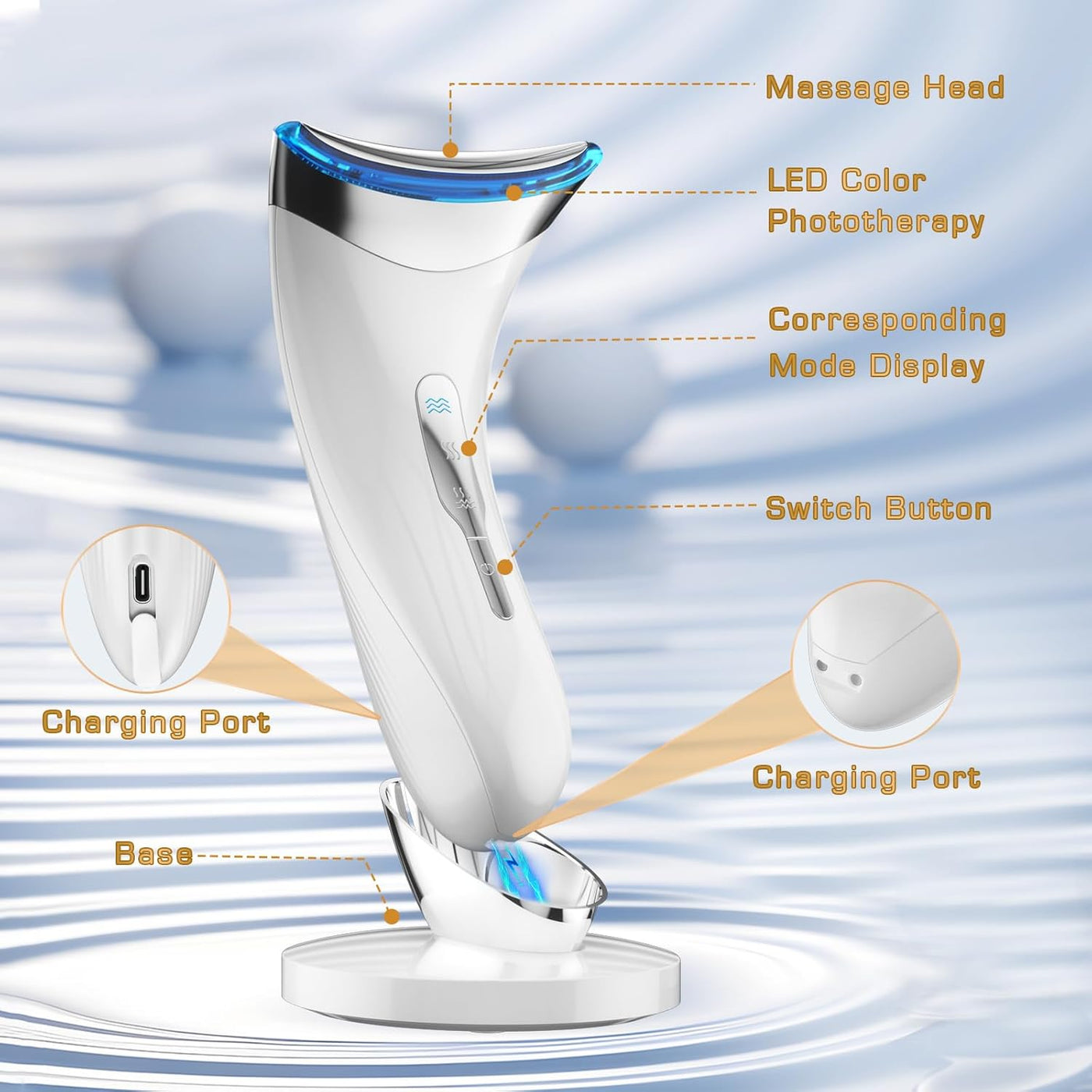 Aeroflux LED Face & Neck Massager – Anti-Aging, Skin Tightening & Rejuvenation Device