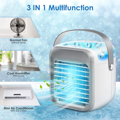 Aeroflux Ultra Mini 3-in-1 Rechargeable Personal Air Conditioner – Air Cooler, Humidifier & Purifier with LED Mood Light