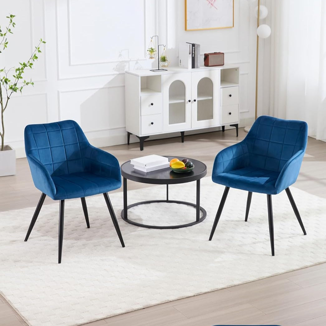 Aeroflux Velvet Armchairs with Padded Seat and Metal Legs – Comfortable, Stylish Dining Chairs for Your Home