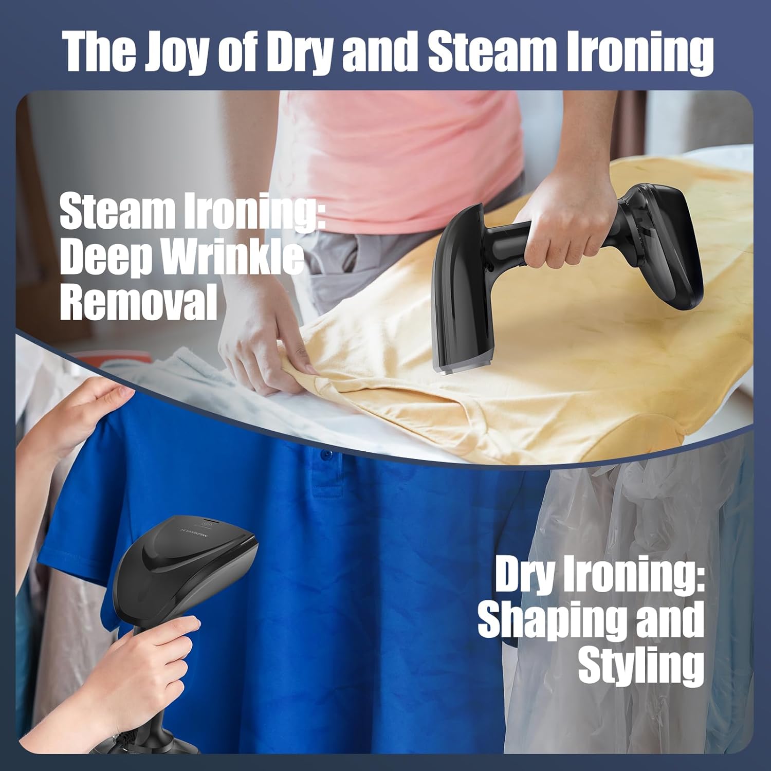 Aeroflux© Handheld Fabric Steamer – 1800W with Fast Ceramic Heat-Up Plate & 2-in-1 Ironing