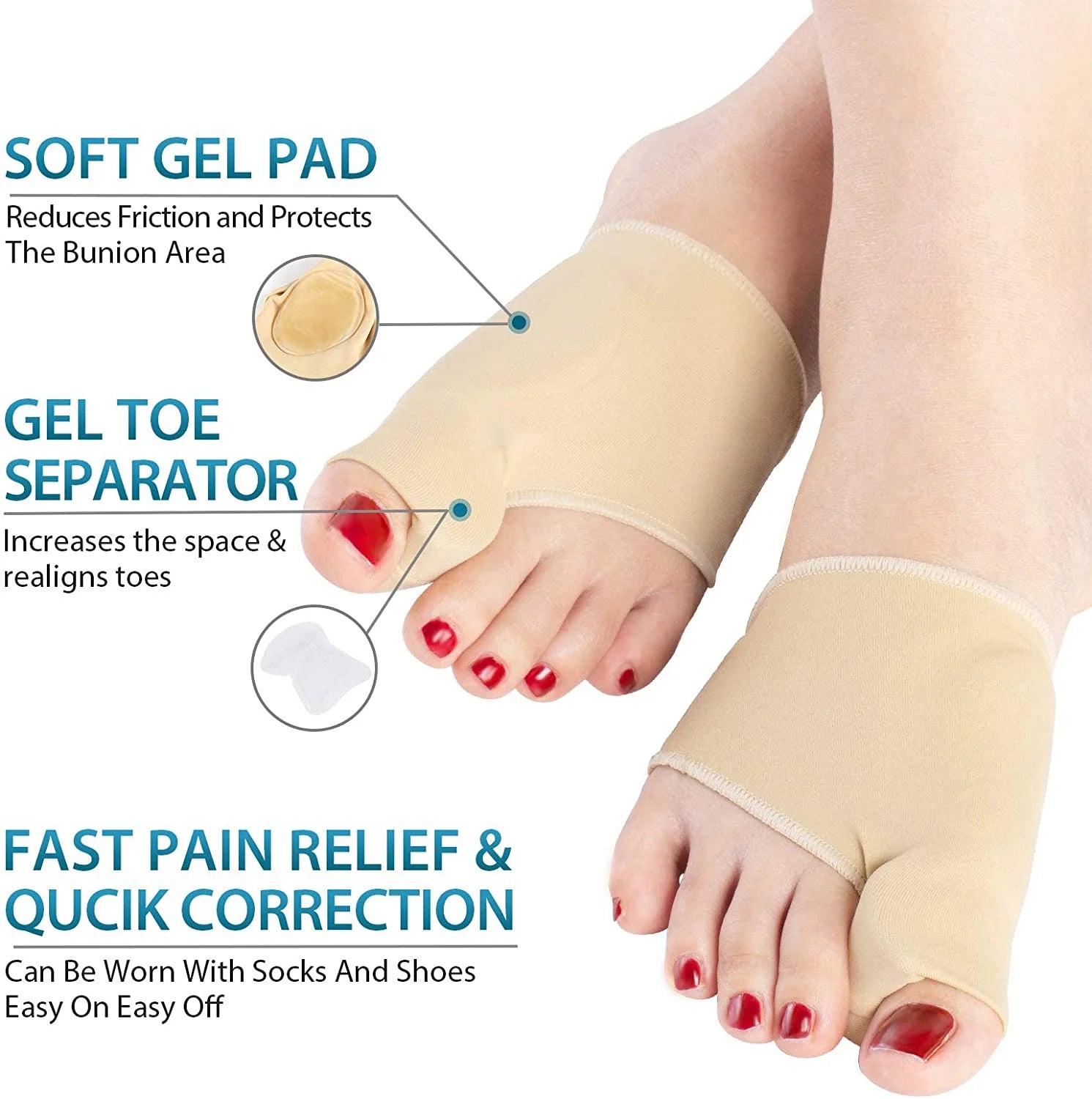 Aeroflux© Premium Bunion Corrector: 1 Pair (2 Correctors)