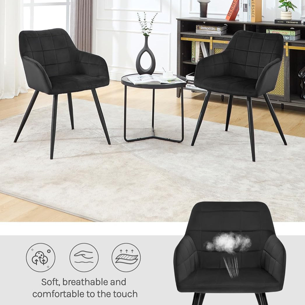 Aeroflux Velvet Armchairs with Padded Seat and Metal Legs – Comfortable, Stylish Dining Chairs for Your Home