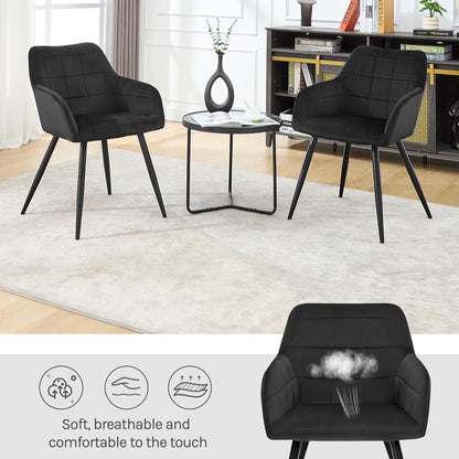 Aeroflux Velvet Armchairs with Padded Seat and Metal Legs – Comfortable, Stylish Dining Chairs for Your Home