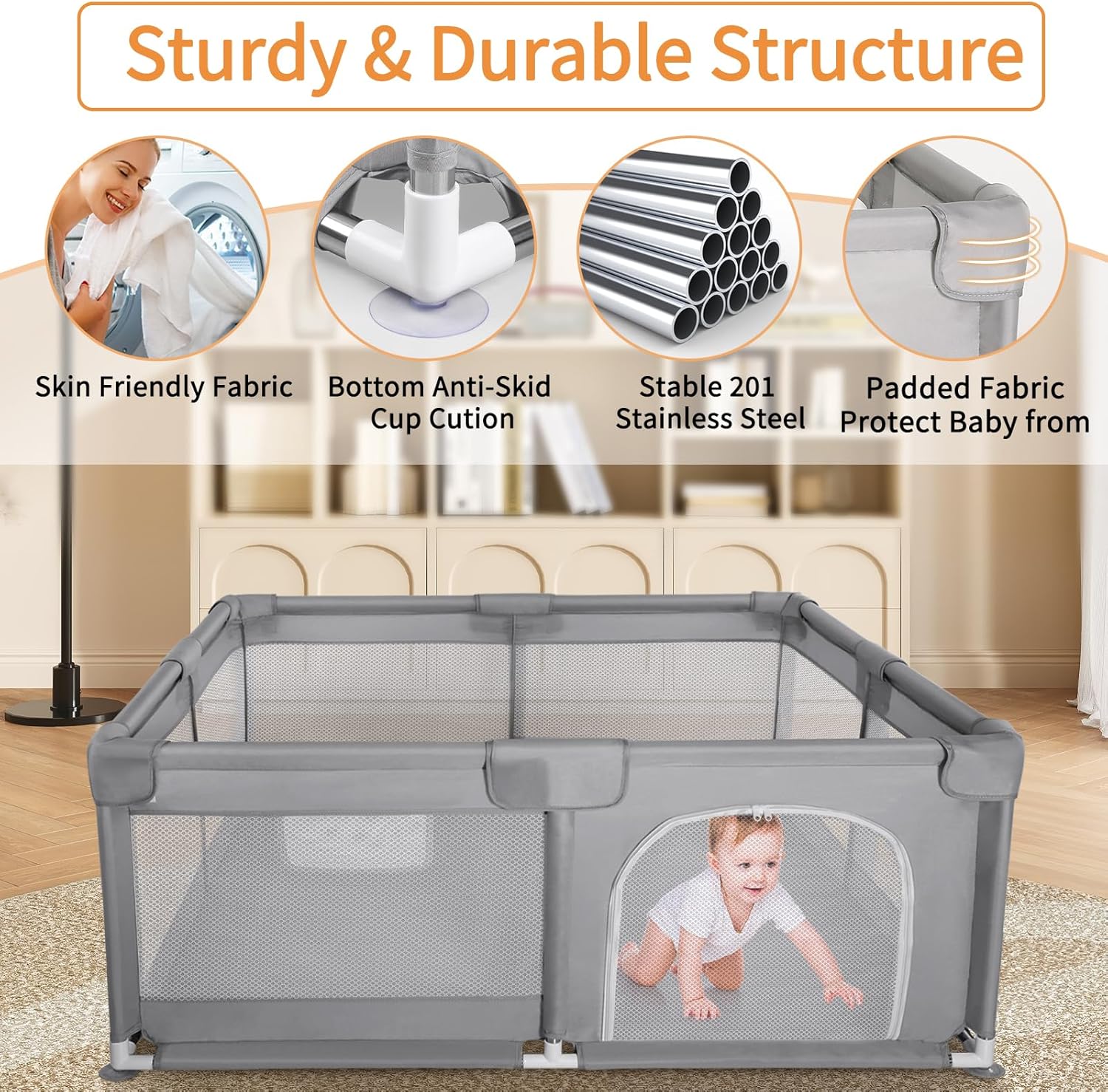 AeroFlux Foldable Baby Playpen – Safe, Spacious & Stylish Playtime