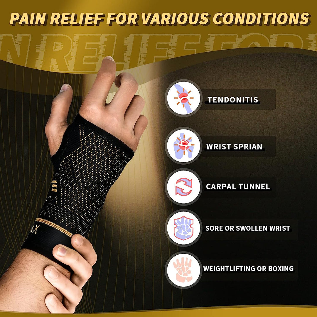Compression Wristbands For Pain Relief - Sweat Absorbing Support For Carpal Tunnel, Arthritis & Tennis
