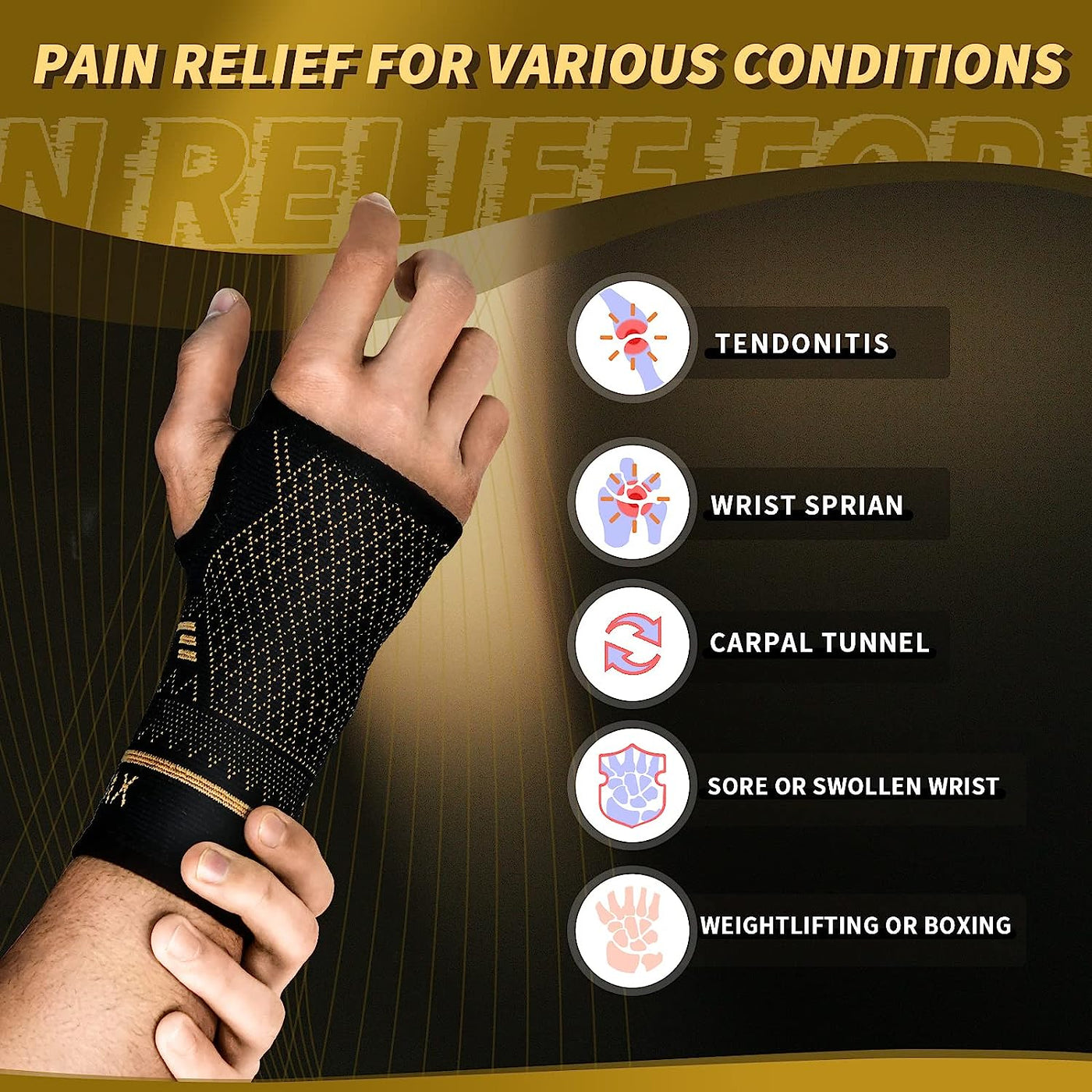 Aeroflux© Copper Wrist Hand Brace: No More Wrist Pain DPD1