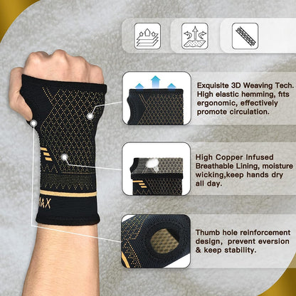 Aeroflux© Copper Wrist Hand Brace: No More Wrist Pain