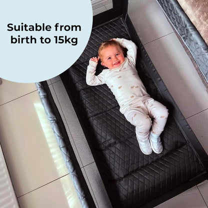 Aeroflux© Premium Quilted Travel Cot – Comfortable & Portable for Your Baby