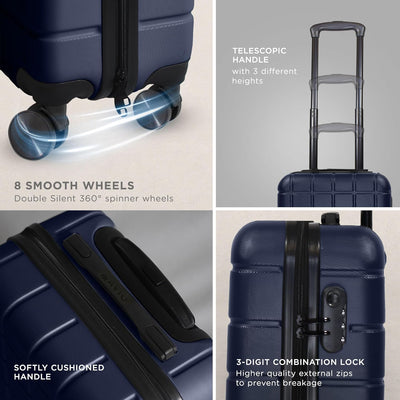 Aeroflux Cabin Suitcase – 45x36x20cm | Lightweight Hard Shell Spinner Luggage