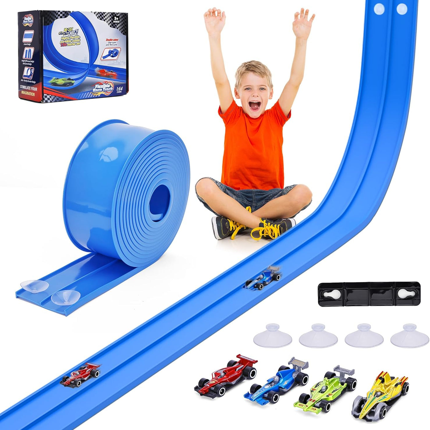 Aeroflux© Ultimate Soft Rubber Race Track – 4.1m Flexible Track Set