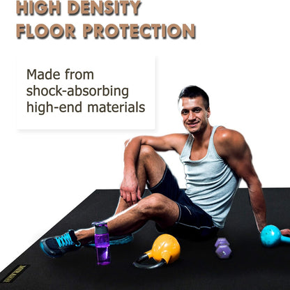 Aeroflux™ Ultra-Durable Large Exercise Mat – Black (183 x 122cm x 8mm)