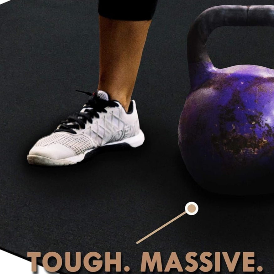 Aeroflux™ Ultra-Durable Large Exercise Mat – Black (183 x 122cm x 8mm)