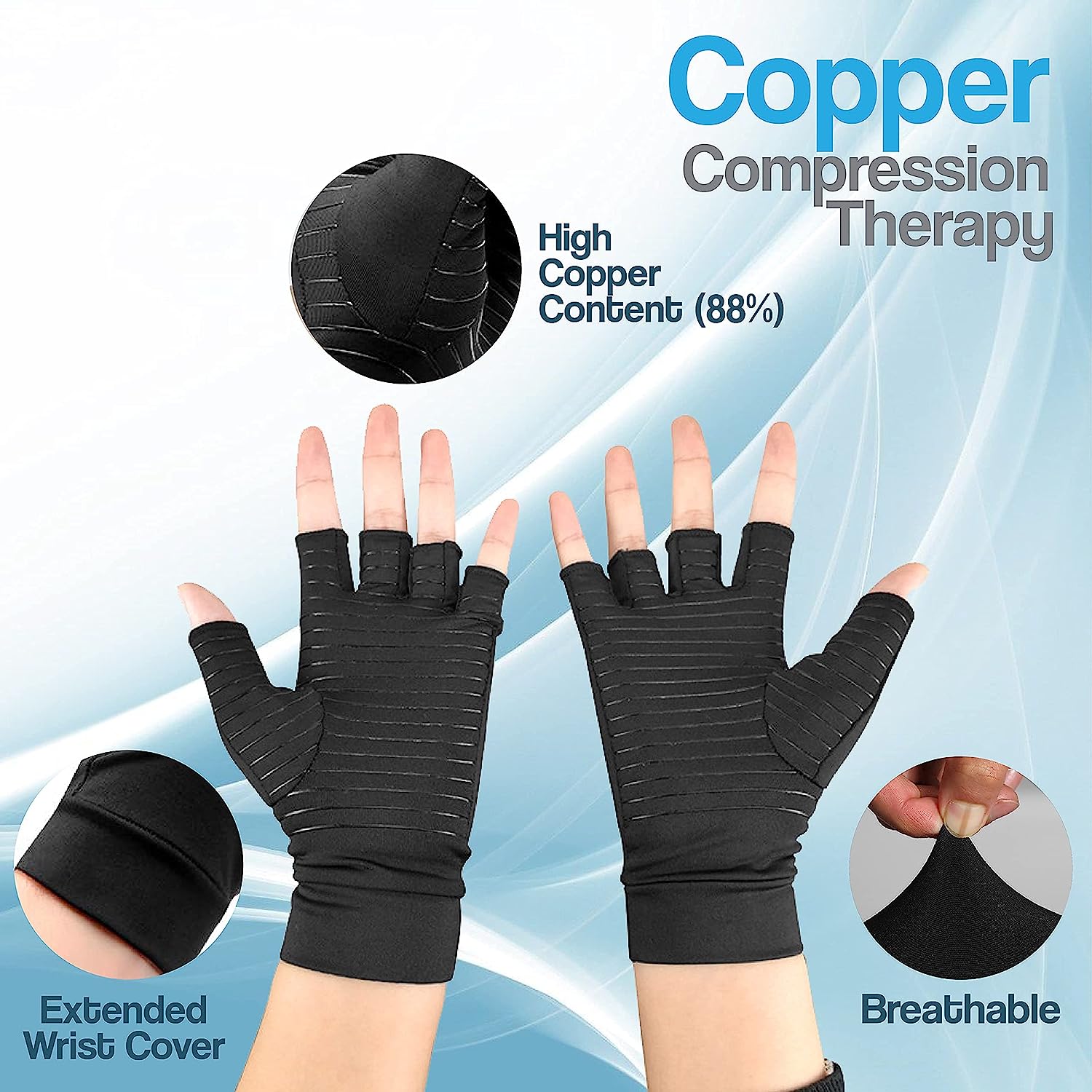 Aeroflux© Premium Copper Infused Arthritis Gloves: No More Pain DPD1