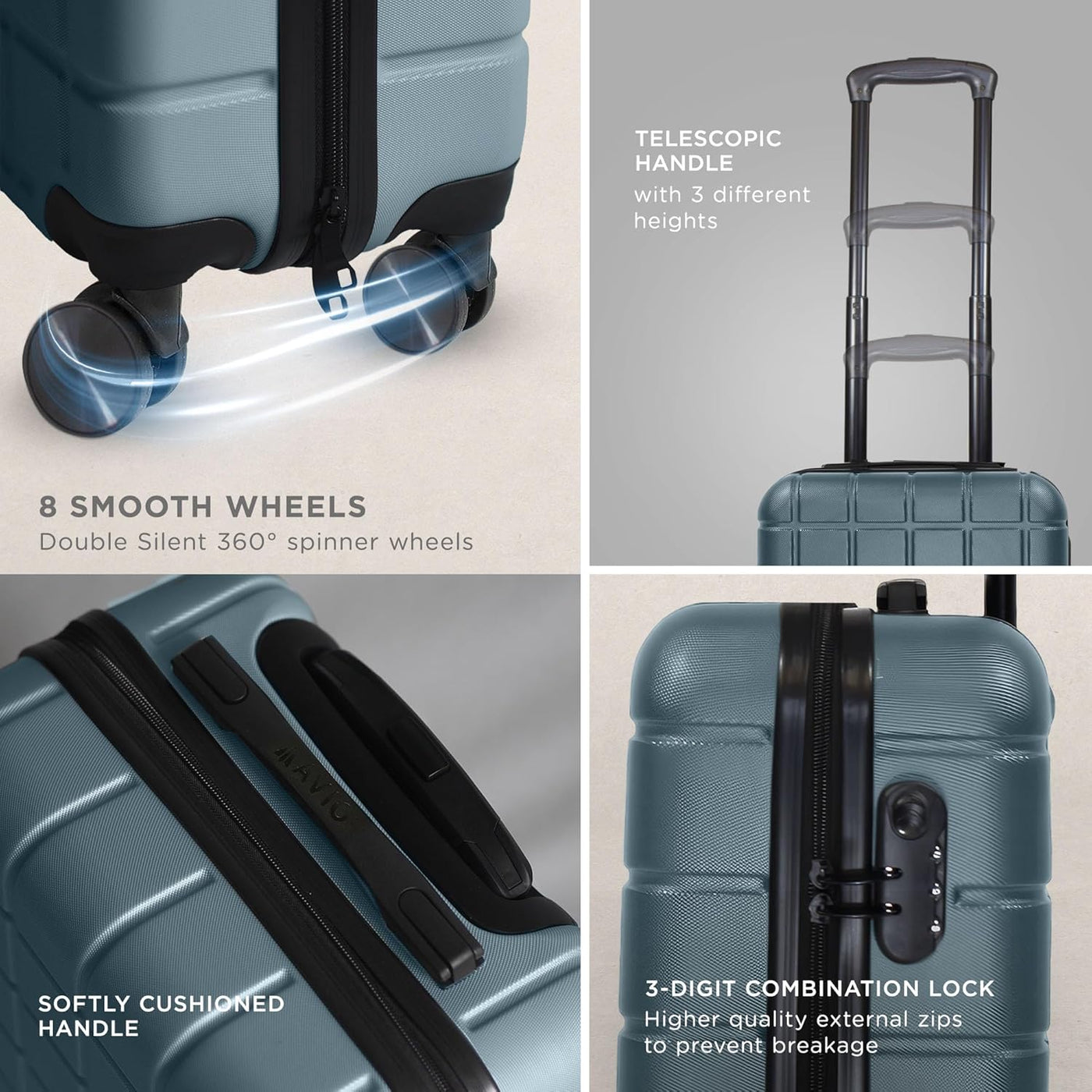 Aeroflux Cabin Suitcase – 45x36x20cm | Lightweight Hard Shell Spinner Luggage