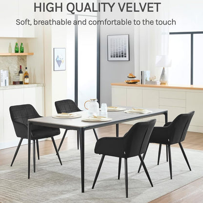Aeroflux Velvet Armchairs with Padded Seat and Metal Legs – Comfortable, Stylish Dining Chairs for Your Home