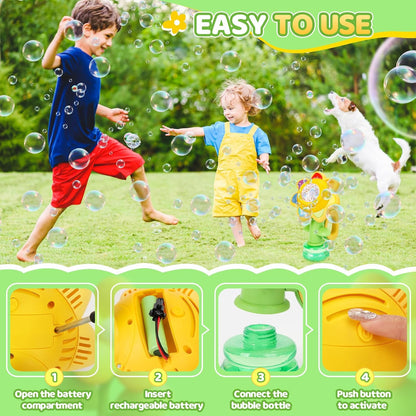 Aeroflux© Sunflower Bubble Machine – Dancing LED Bubble Maker for Magical Outdoor Fun