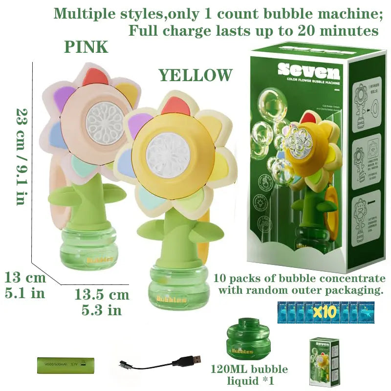 Aeroflux© Sunflower Bubble Machine – Dancing LED Bubble Maker for Magical Outdoor Fun